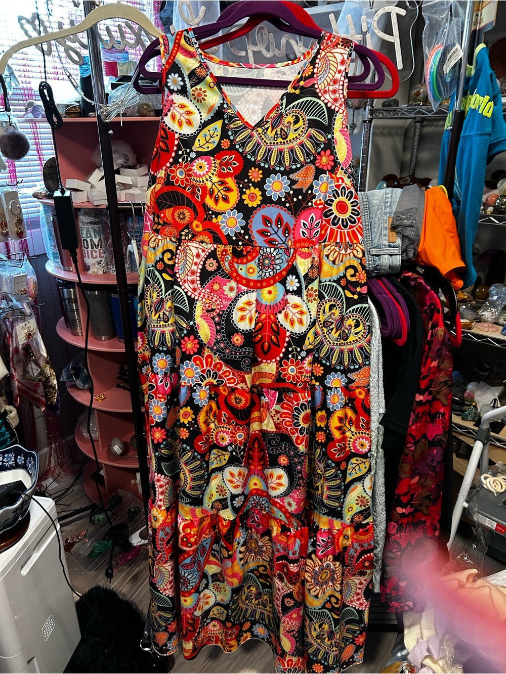 BellanBlue Black Floral Paisley Tiered Maxi Dress